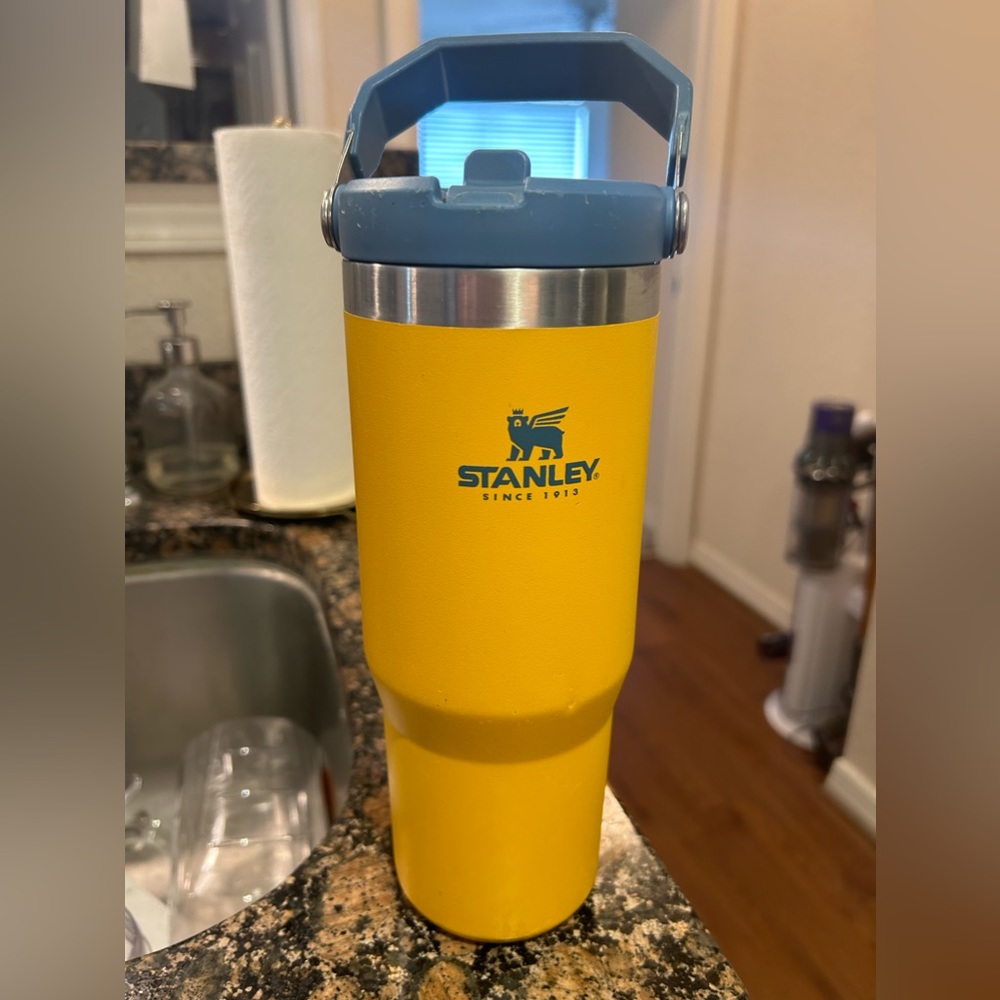 Stanley with flip straw. Has a few dents and dings